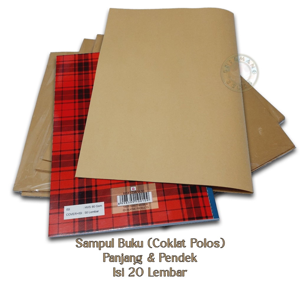 

1 Pak Isi 20 Lembar Sampul Buku Tulis Coklat Polos Ukuran Kwarto dan Boxy Campus