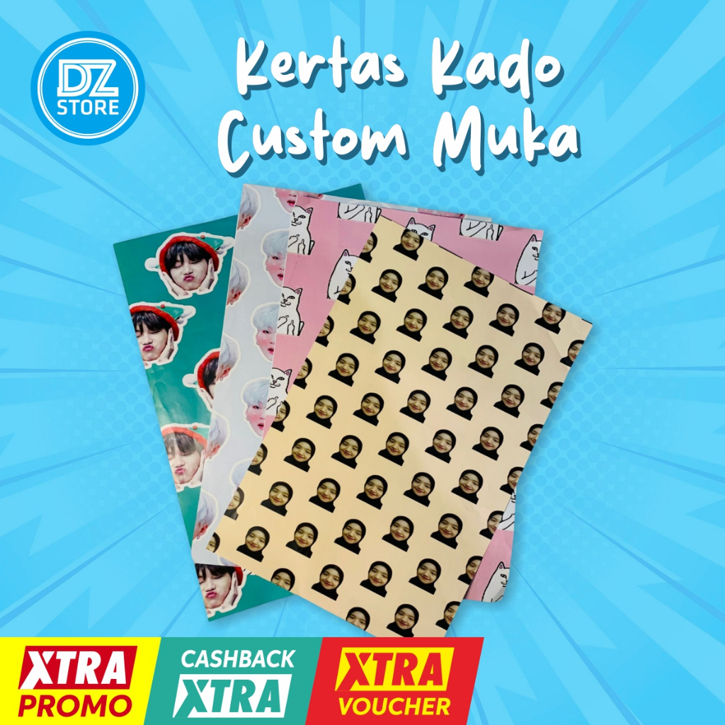 

Kertas Kado Custom Wajah Foto Nama Wrapping Paper Custom Murah