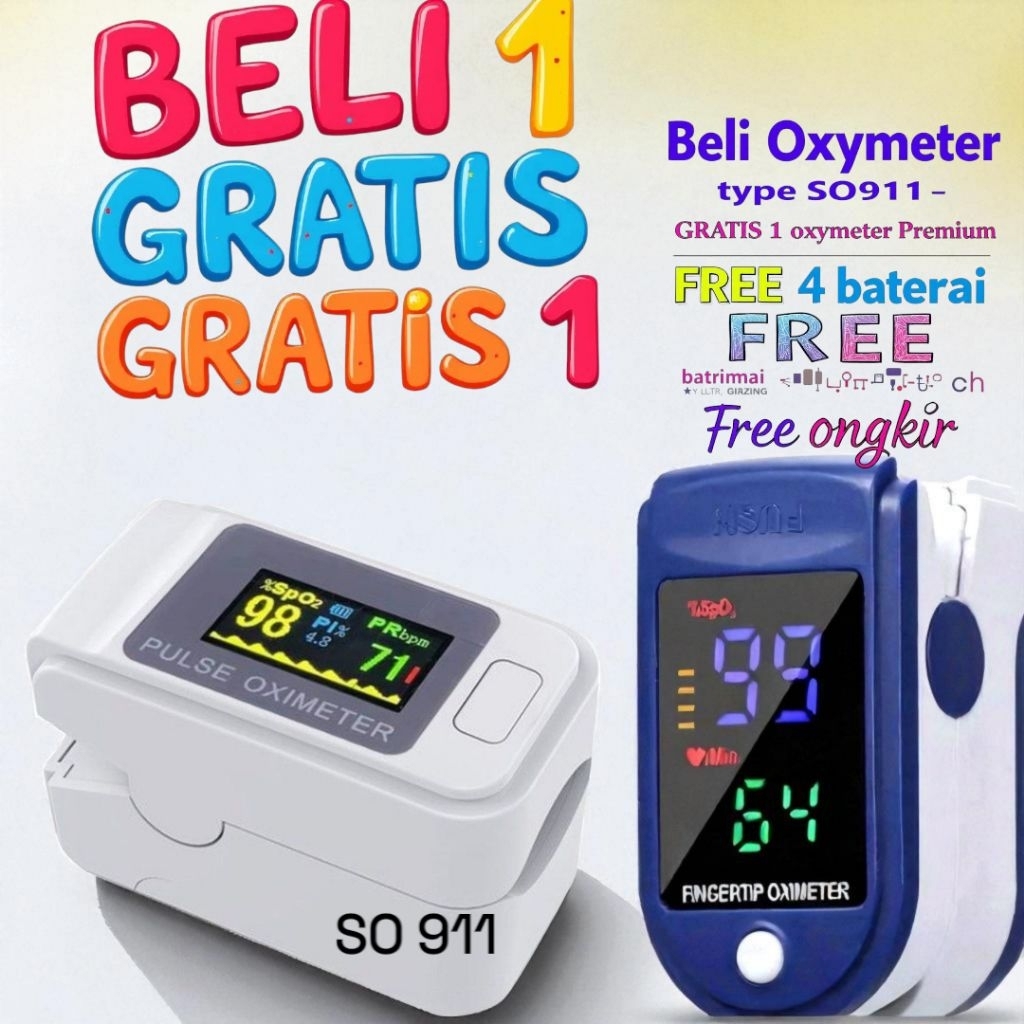 (BELI 1 free 1) Oxymeter SO 911 SO911/ A2 /easy Count + 1 Premium oximeter Original Pulse fingertip 