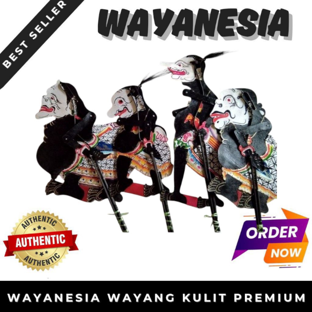 WAYANG KULIT PUNOKAWAN HITAM KOMPLIT SEMAR GARENG PETRUK BAGONG UKURAN STANDAR DALANG