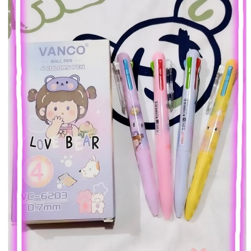 

ECER 1 PCS PULPEN VANCO BALL PEN VC-6203 FANCY 4 WARNA 0,7 mm / PEN 4 WARNA
