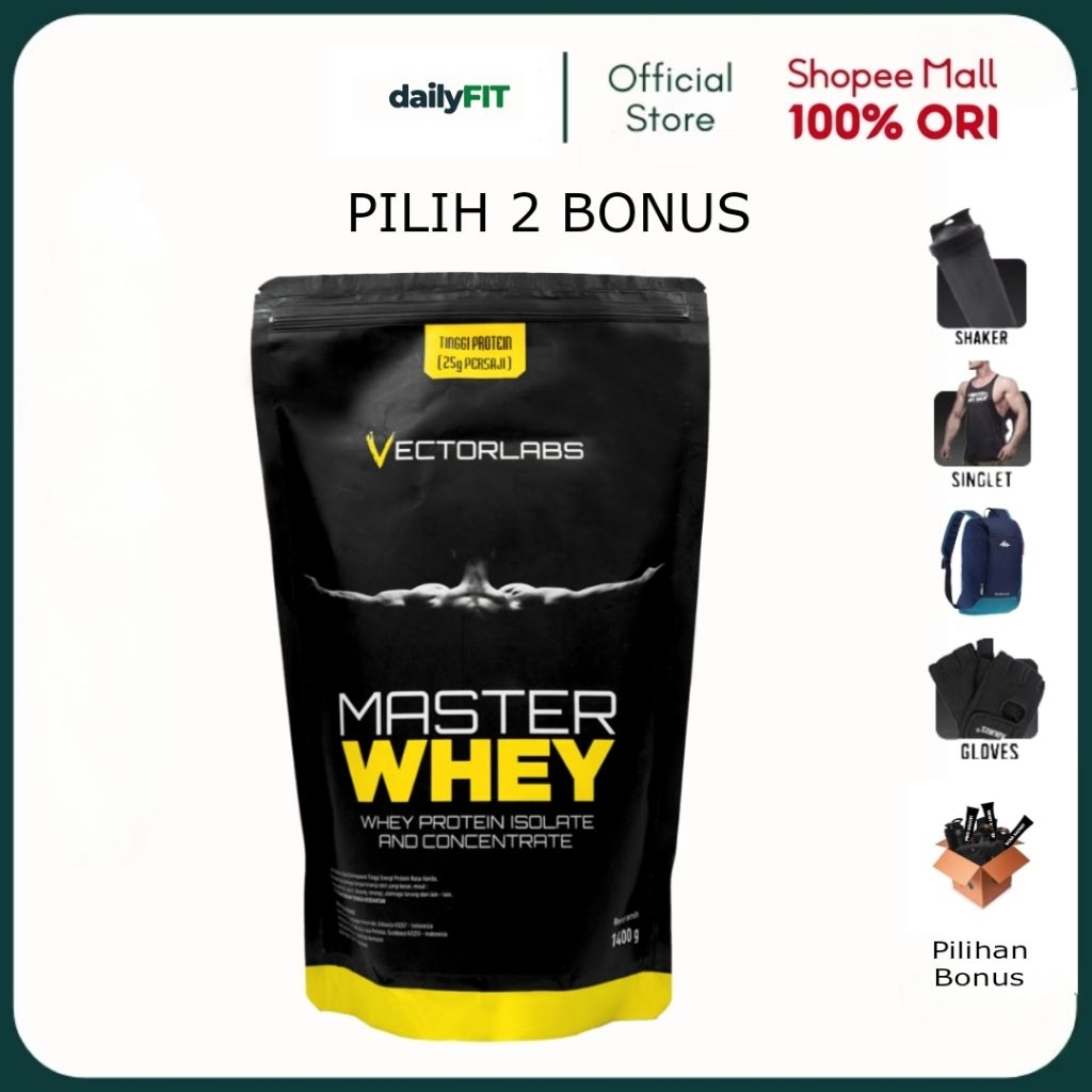 Vectorlabs Master Whey 3 lbs 1400 gram Susu Protein Shake Isolate Concentrate Supplement Fitness