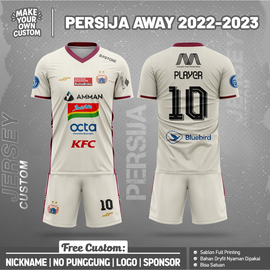 Jersey Persija JAkarta Away 2022 - 2023 Full Printing Free Nick Name & No Punggung