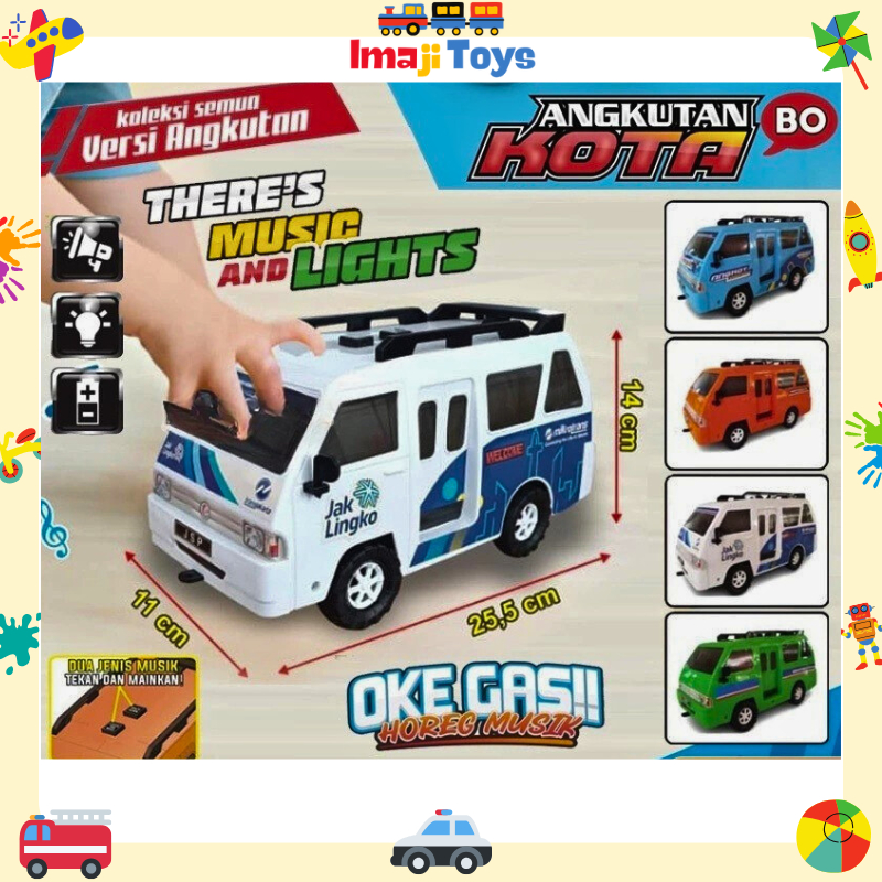 IMAJITOYS - Mobil Mainan Angkutan Kota / Miniatur Angkot Musik Okegas Horeg Kendaraan Umum Jaklingko