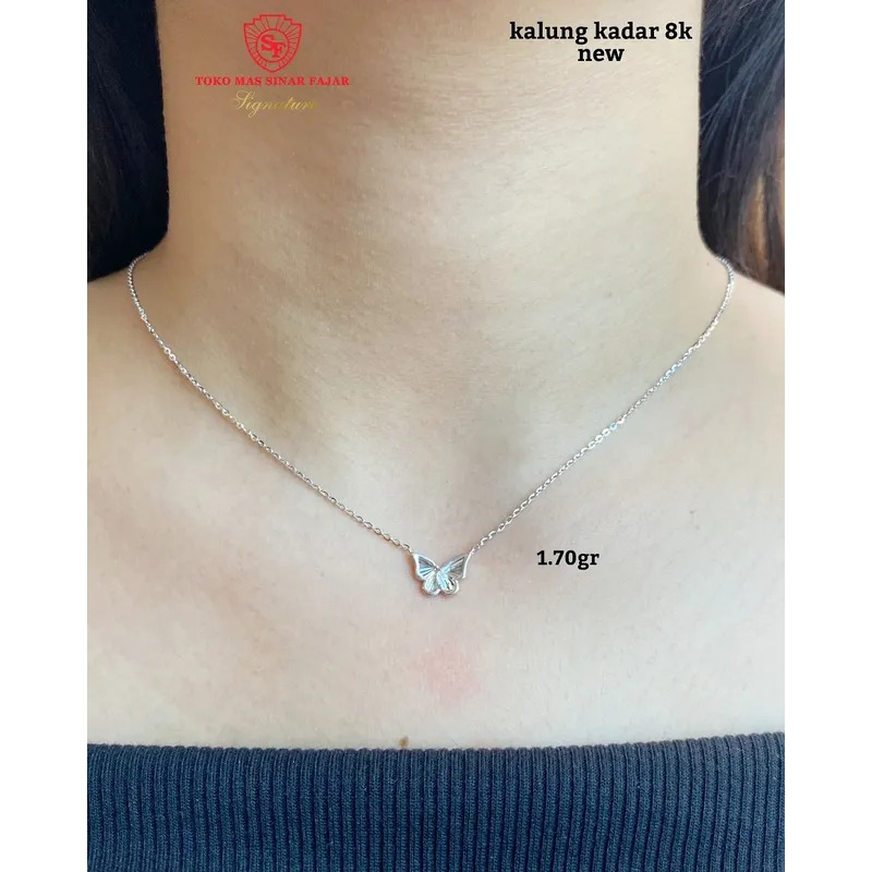 Kalung emas fashion liontin kupu kadar 8k/375% berat 1.70 gr