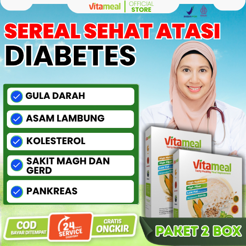 

[DIJAMIN] Vitameal Paket 2 Box Sereal Multigrain Sehat Stabilkan Gula Darah & Kolesterol Aman untuk Lambung Maag Diet Diabetes Camilan Tinggi Serat & Rendah Gula Official Store VITAMIEL HERBAL
