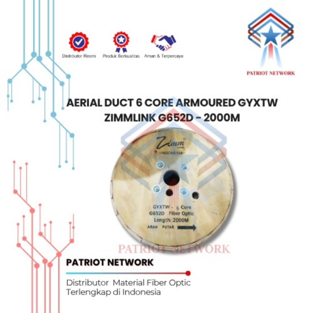 AERIAL DUCT 6 CORE ARMOURED GYXTW ZIMMLINK 2000M KABEL FIBER OPTIK