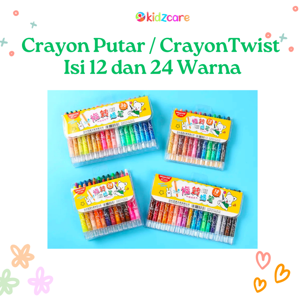 

Crayon Putar / Crayon Twist Tidak Beracun Isi 12 dan 24 Warna