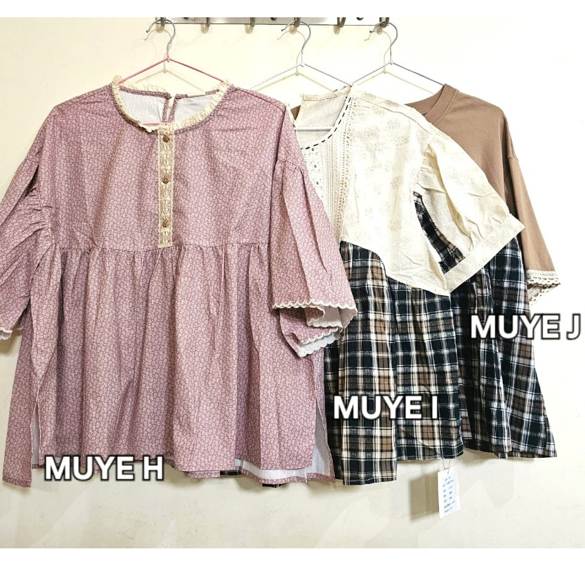 Atasan oversize BKK motif mix lengan pendek bahan mix merk MUYE
