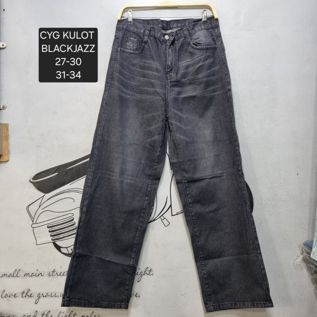 AKLAJEANS - BEST SELLER CELANA JEANS WANITA KULOT CYG BLACKWASH PREMIUM QUALITY 