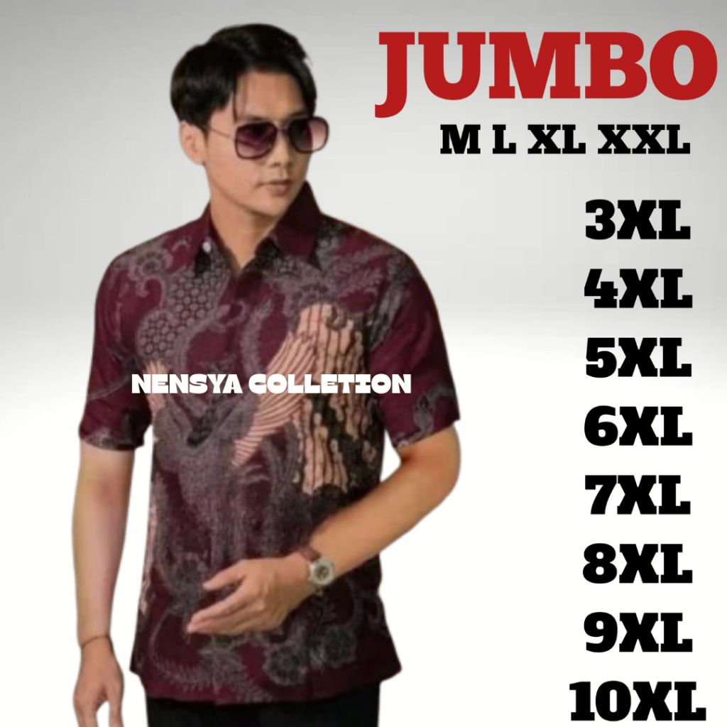 Kemeja batik pria jumbo lengan pendek Big size
