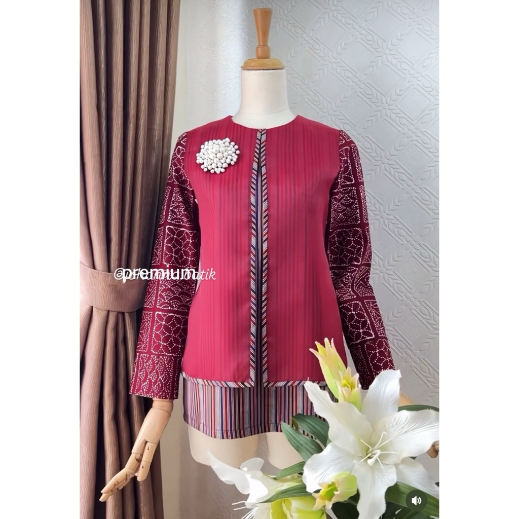 Atasan Batik Cirebon Bahan Katun | Atasan Blouse batik wanita kerja fashion