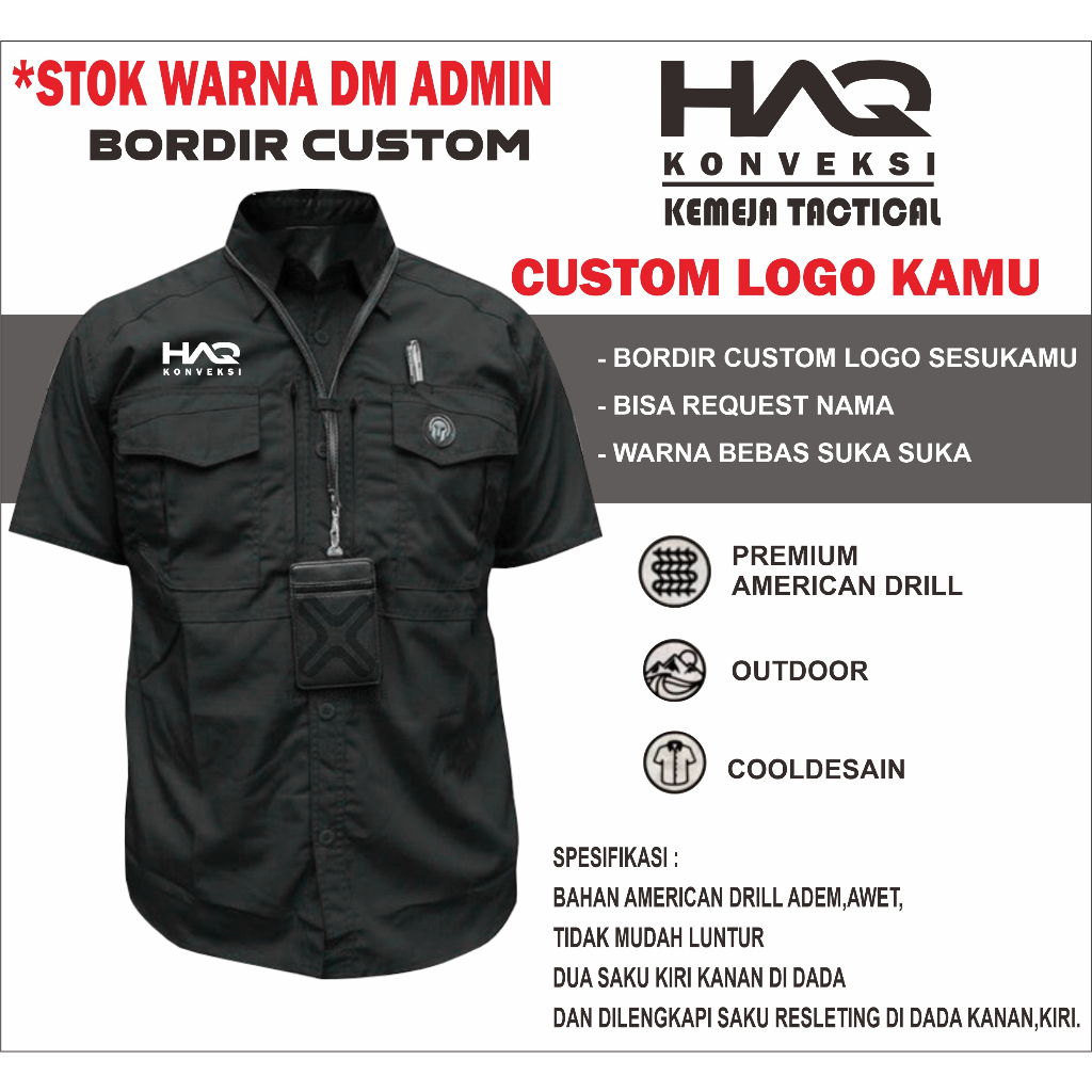 BORDIR CUSTOM KEMEJA TACTICAL PDL/PDH
