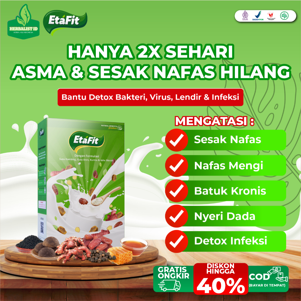 

ETAFIT Obat Detox Asma ISPA Sesak Nafas - Susu Kambing Etawa Murni Bubuk Asli 100% Original Herbal