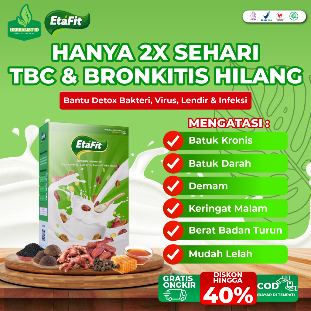 

ETAFIT Obat Terapi TBC & Detox Paru Bronkitis - Susu Kambing Etawa Bubuk Murni Asli 100% Original