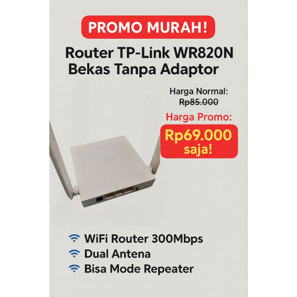 PROMO MURAH Router TP-Link WR820N Bekas Tanpa Adaptor