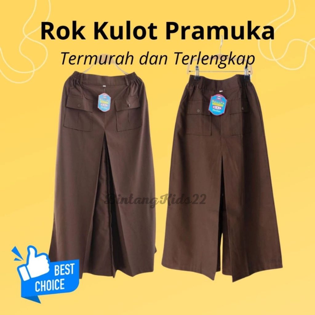 Rok Celana Kulot Pramuka Panjang SMP/SMA Bahan Rafillo Premium Rok Pramuka Saku Depan