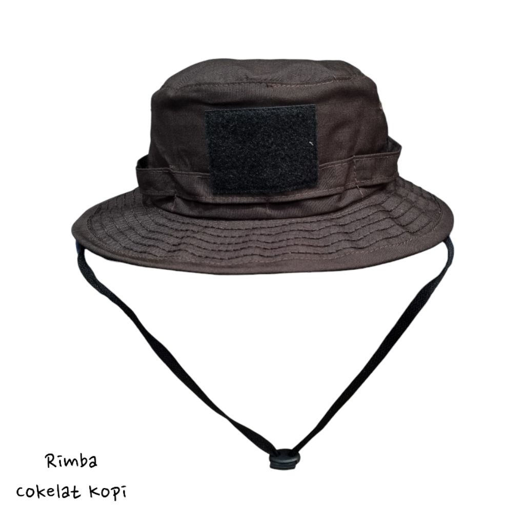 Topi Rimba Cokelat Kopi Tactical Bucket Hat Polisi Pramuka - Allsize