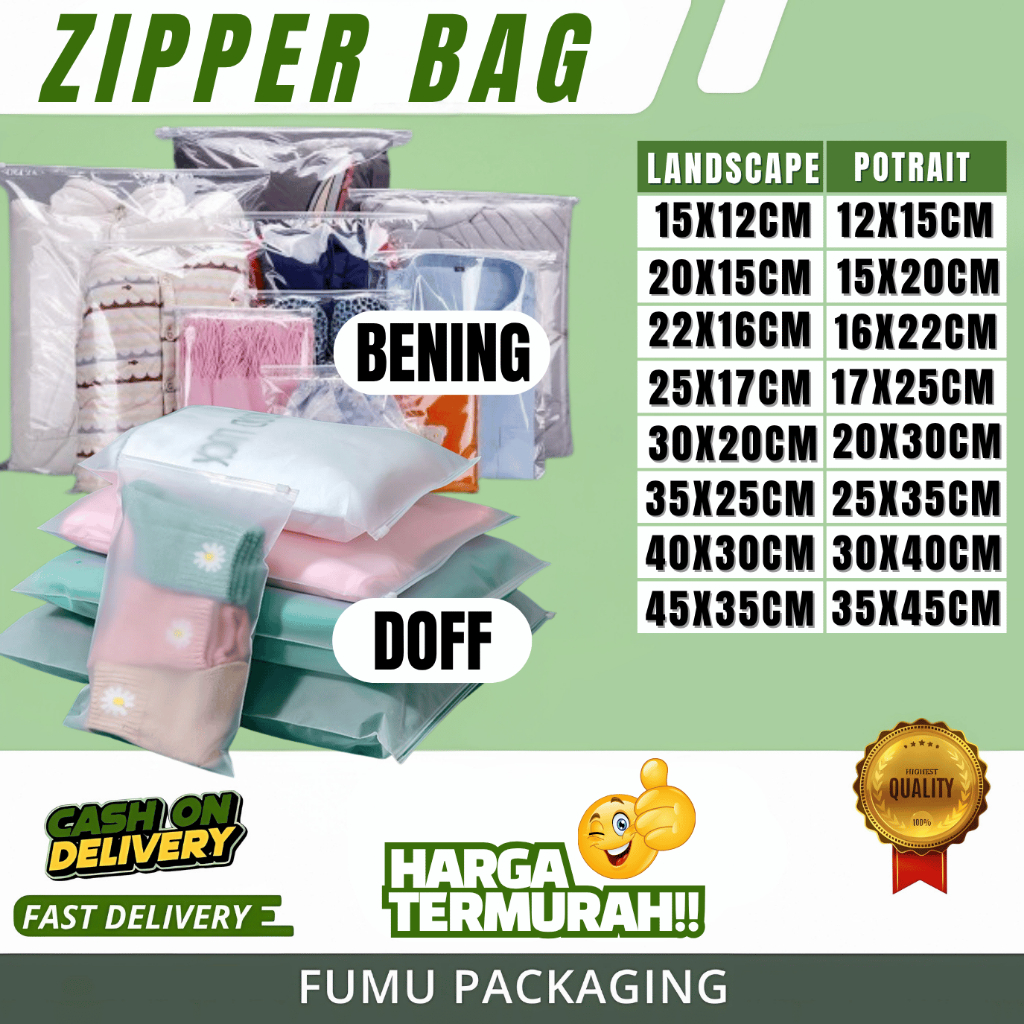 Zipper bag / Zipper Storage Bag / Zipper Travel Pouch Serbaguna/Landscape Potrait