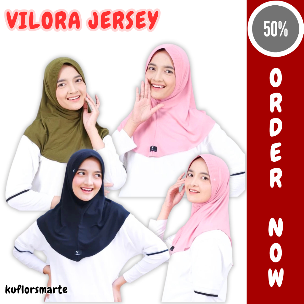 Vilora Jersey Kerudung Jilbab Bergo Hijab Voli Sport Instan
