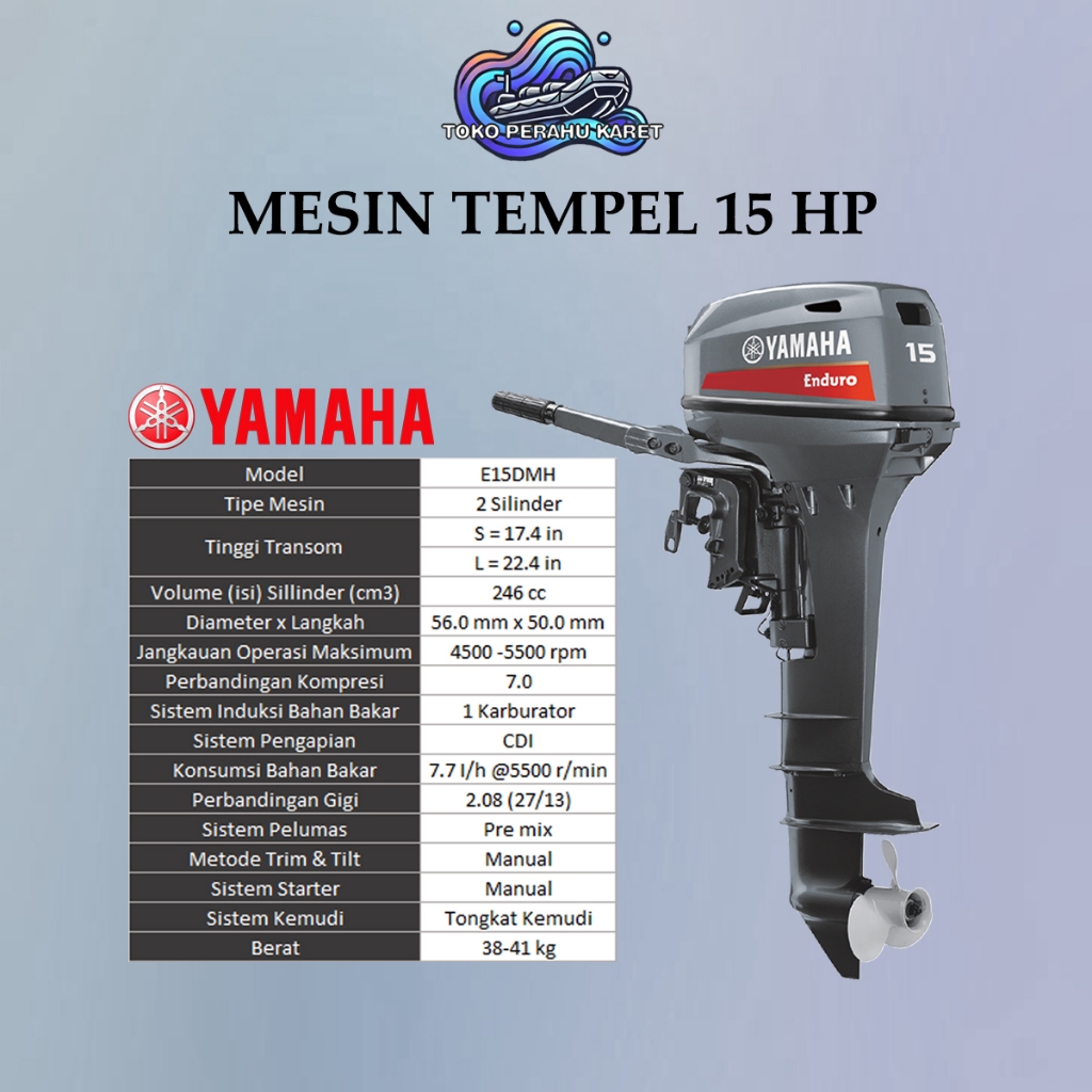 Motor Tempel Perahu Mesin Tempel Yamaha 15 PK DMH Yamaha Engine OBM / Mesin Tempel Yamaha 15 PK