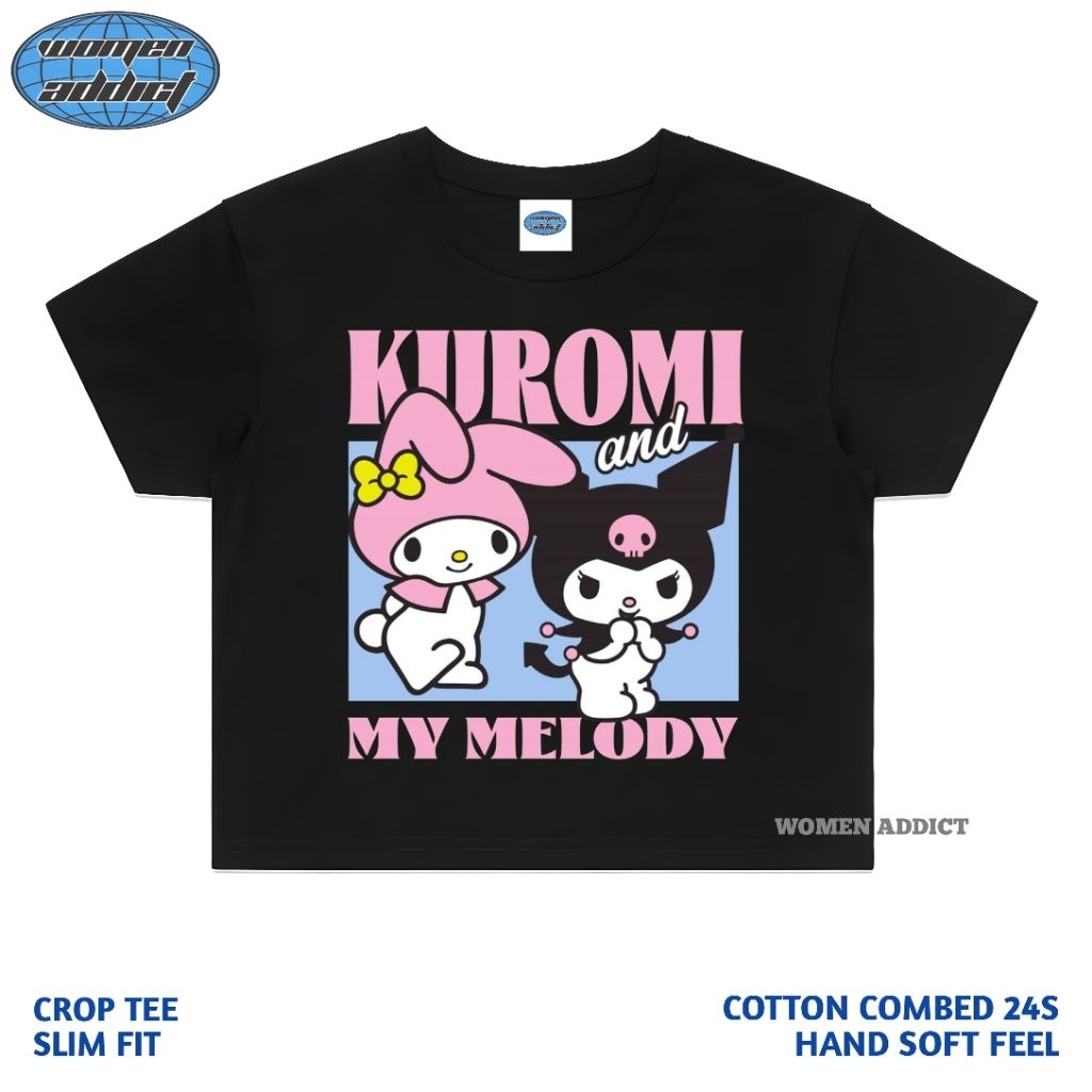 CROP TOP KUROMI MY MELODY | CROP TOP HITAM | CROP TEE | CROP TOP | BAJU WANITA | KAOS WANITA | CROP 