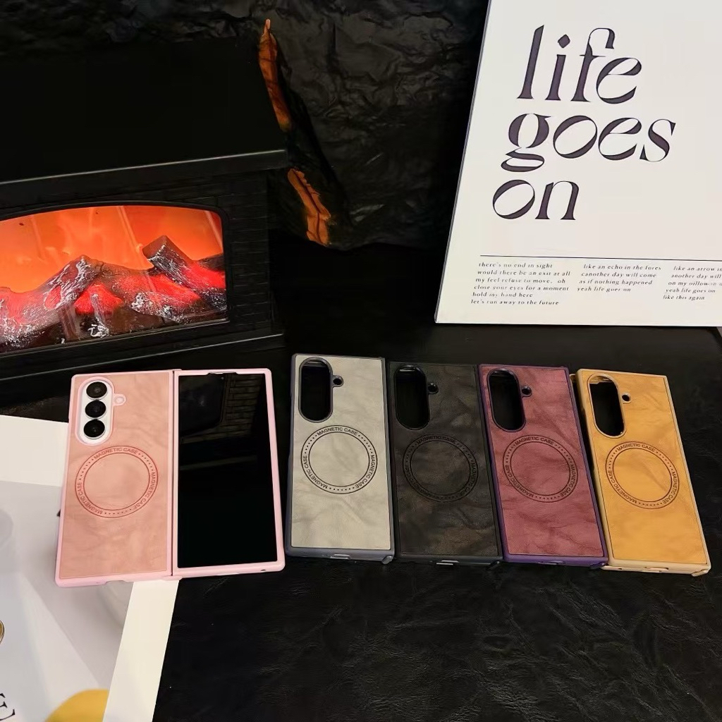 Case Samsung Zfold7 Magsafe Elegant Simple Kulit Magnetic Ring Hp Cute Imut Lucu Casing TPU Keren Fo