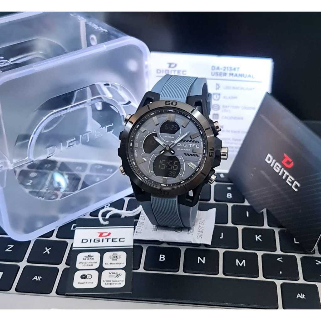 Jam Tangan DIGITEC 2134T Dual Time Steel Bezel Water Resist 10 BAR
