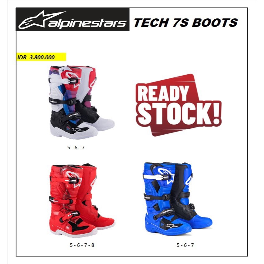 Boots Alpinestars Tech 7S Youth Blue Black White Sepatu Boots Alpinestar Tech 7S Anak Original