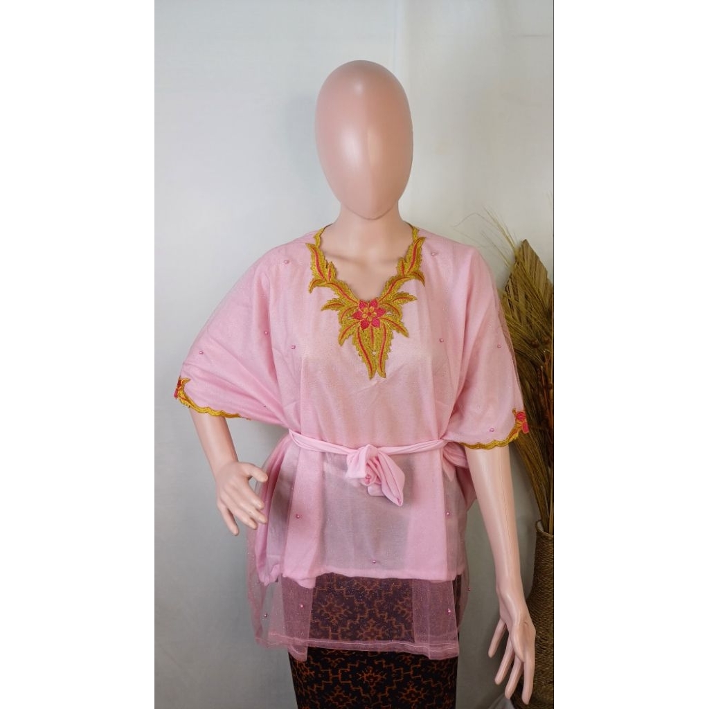 Baju Ende Tile Mutiara Bordir Leher Putih – Atasan Kebaya Modern Wanita Elegan