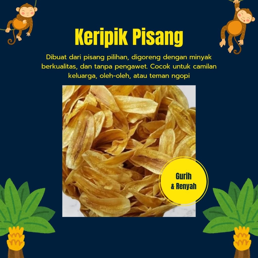 

keripik pisang gurih renyah original, cemilan keripik pisang gurih