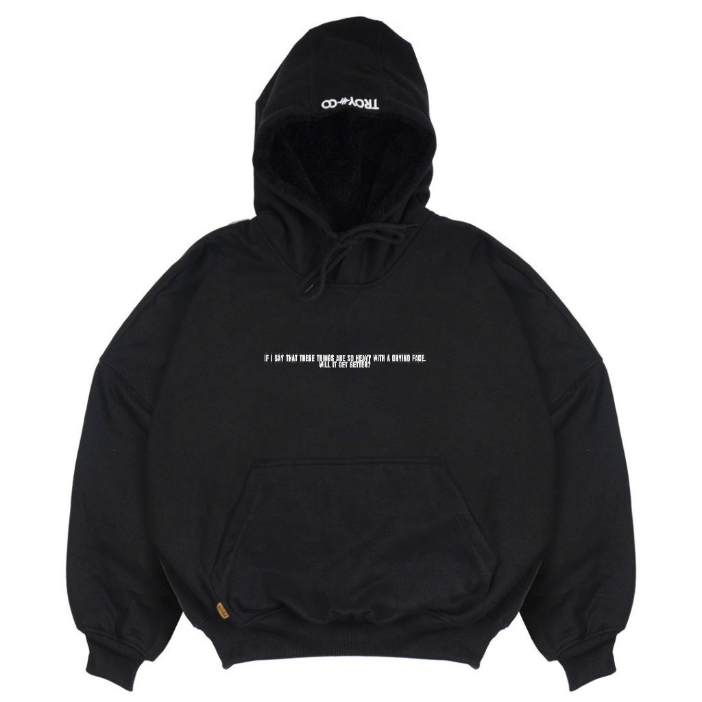 Troy Company Hoodie Boxy Oversized Black Hopeless - Hoodie Boxy Oversize Hitam HB 3173