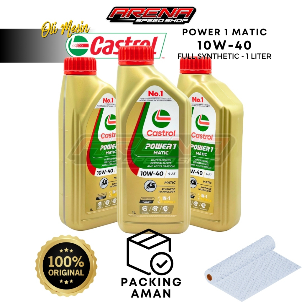 CASTROL Power 1 Matic 10W-40 1L - Oli Mesin Motor Skutermatik Castrol Power 1 Matic 10W 40 1 Liter