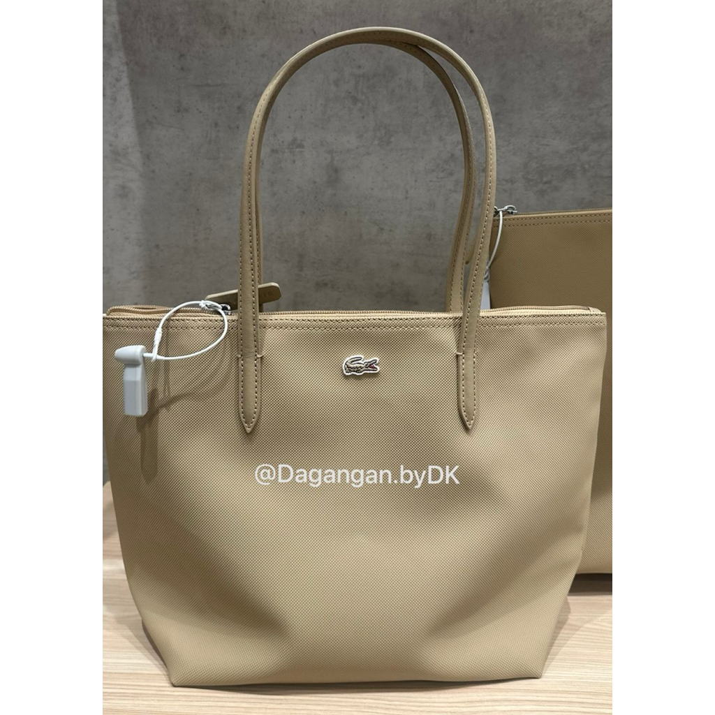 Tas Tote Bag Lacoste Original 100% Brown Beige (Size Small)