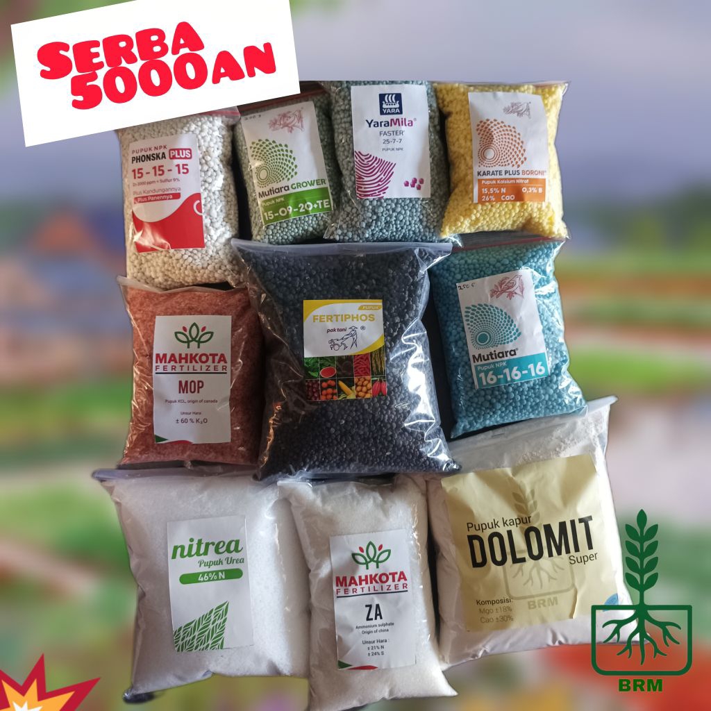 Pupuk Serba 5000an | Kemasan mini | Phonska, Mutiara, ZA, Urea, Dolomit, grower, boroni, kcl