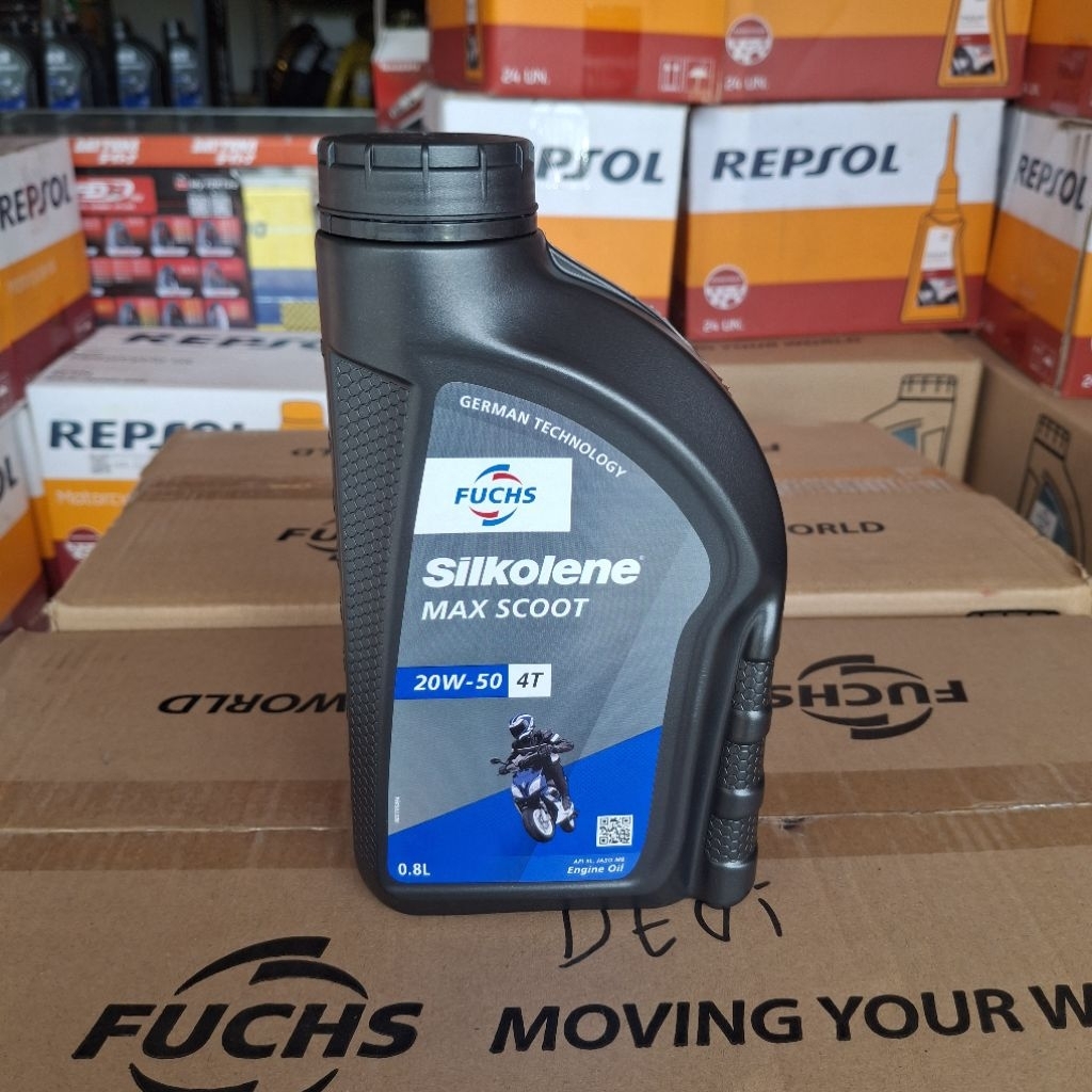 Larismanistokokku Fuchs Silkolene Max Scoot 20W-50 0.8L Api Sl / Jaso Mb Oli Mesin Motor Matik