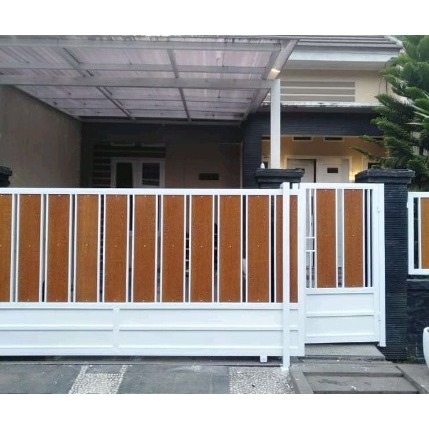 Pagar Dorong GRC Motif Kayu untuk Pagar Rumah Minimalis