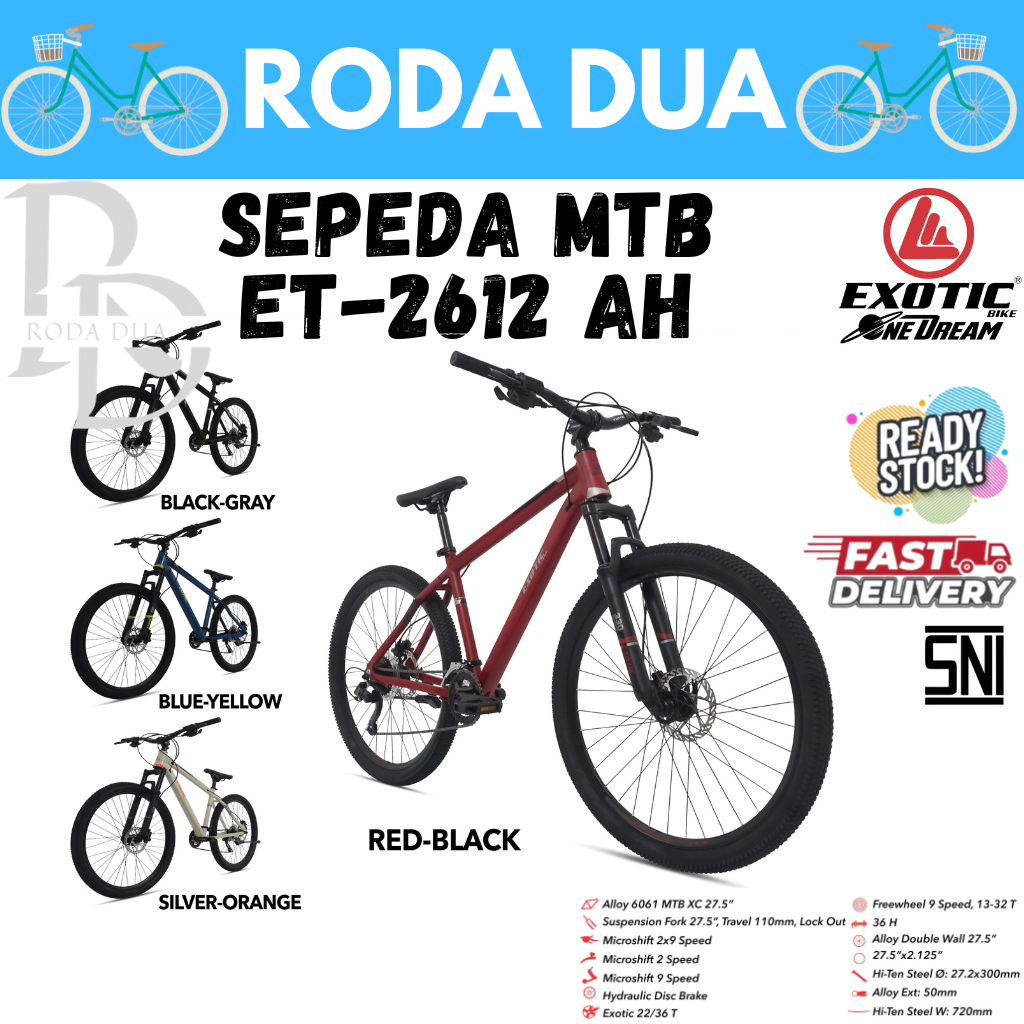 SEPEDA GUNUNG MTB 27.5" EXOTIC 2612 AH 9 SPEED