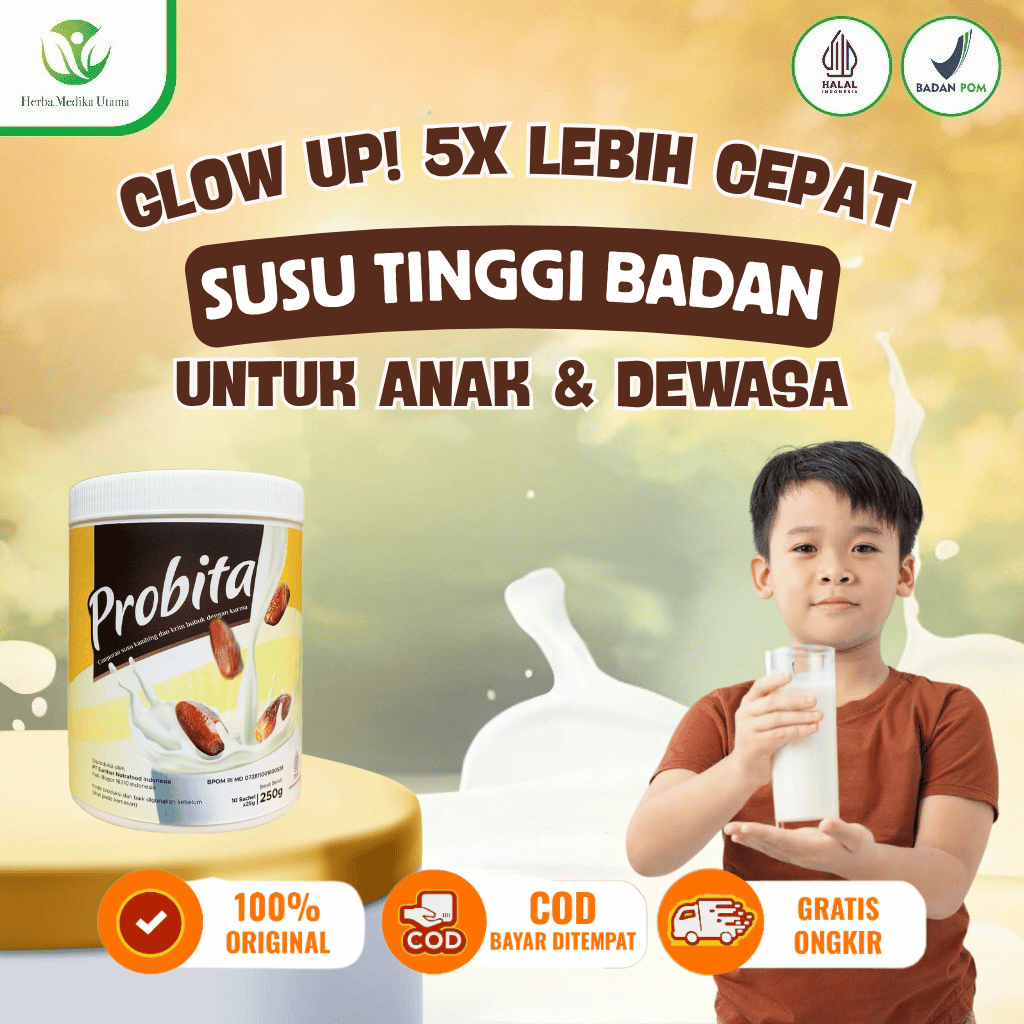 

Probita Susu Kurma Ajwa 250gr - Penambah Tinggi Badan Anak & Remaja - Rendah Gula - BPOM & Halal