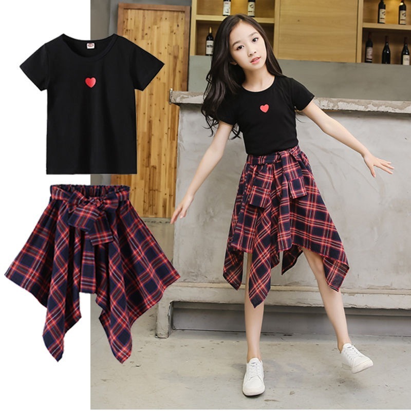 Aurela & co - Setelan baju dan rok kotak anak perempuan korean style