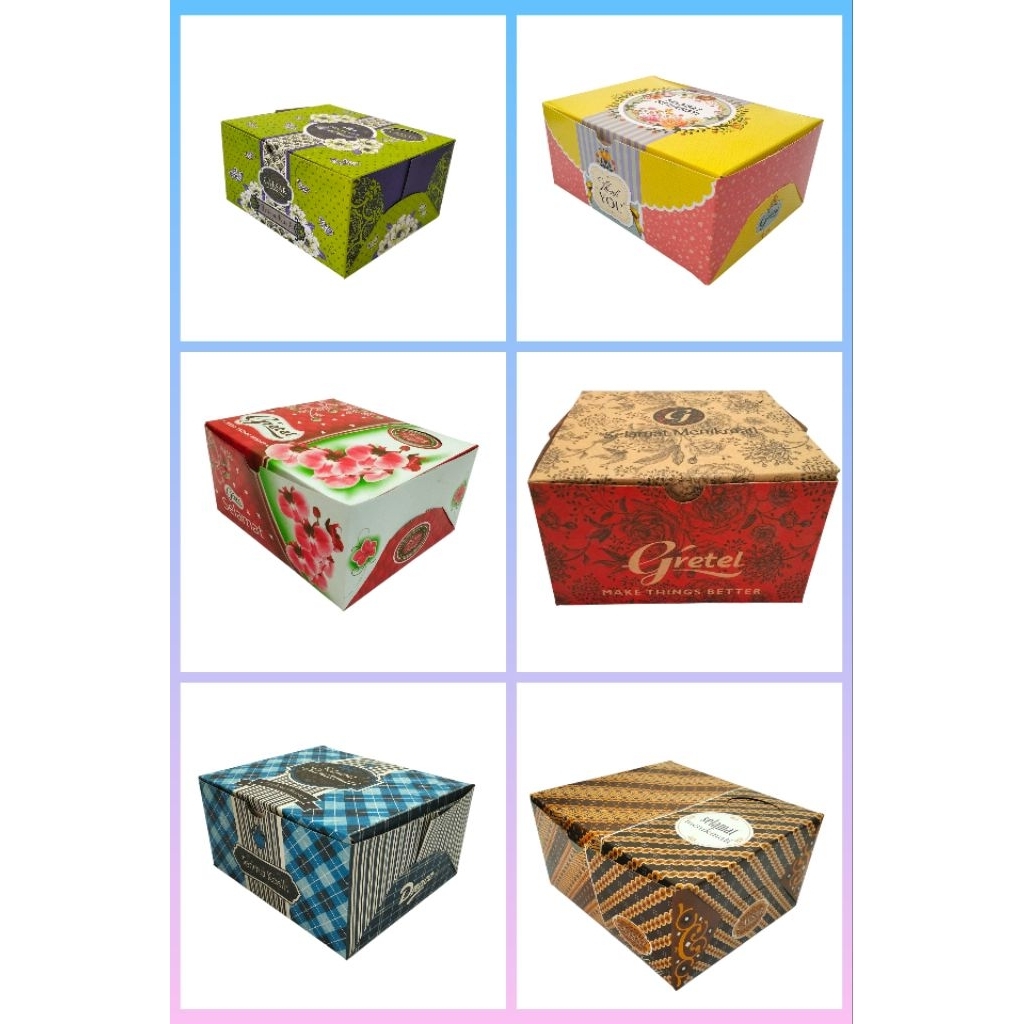 

Box kardus Snack kue Dus kotak roti motif 12 × 16 , 14 × 12 , 12 × 12