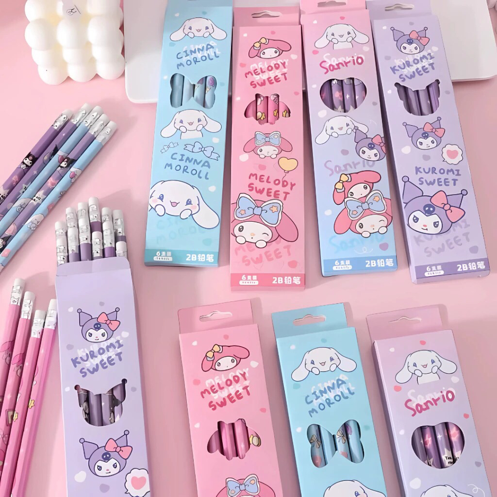 

Pensil 2B 1 Pack Murah - Pensil Tulis Sekolah Satu Lusin/Pak Lucu Sanrio Kuromi Cinnamoroll