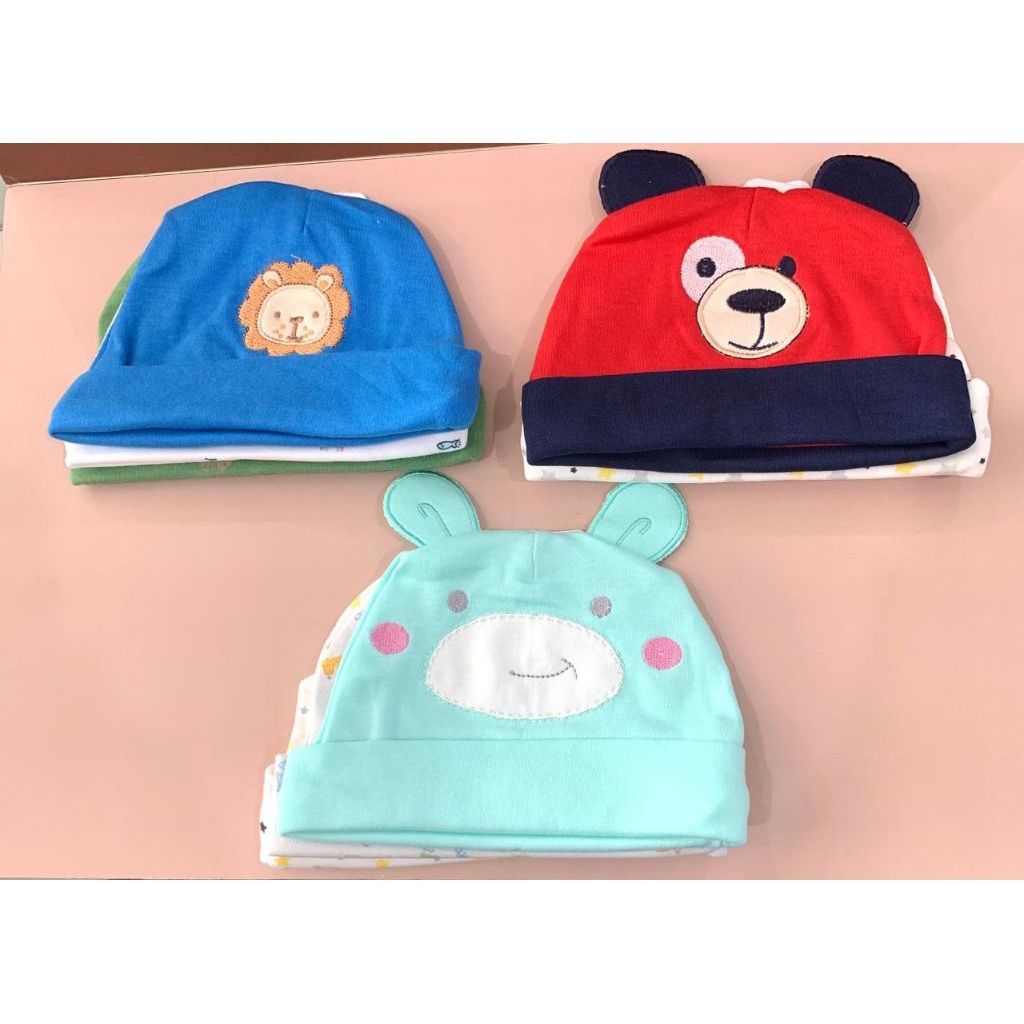 Topi bayi 1 set 3pc-topi bayi karakter-topi bayi mix-topi bayi