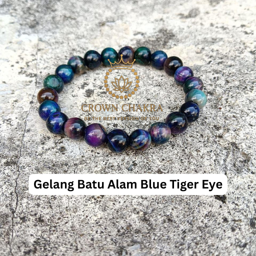 Gelang Batu Alam Asli Blue Tiger Eye/ Wibawa dan Percaya diri