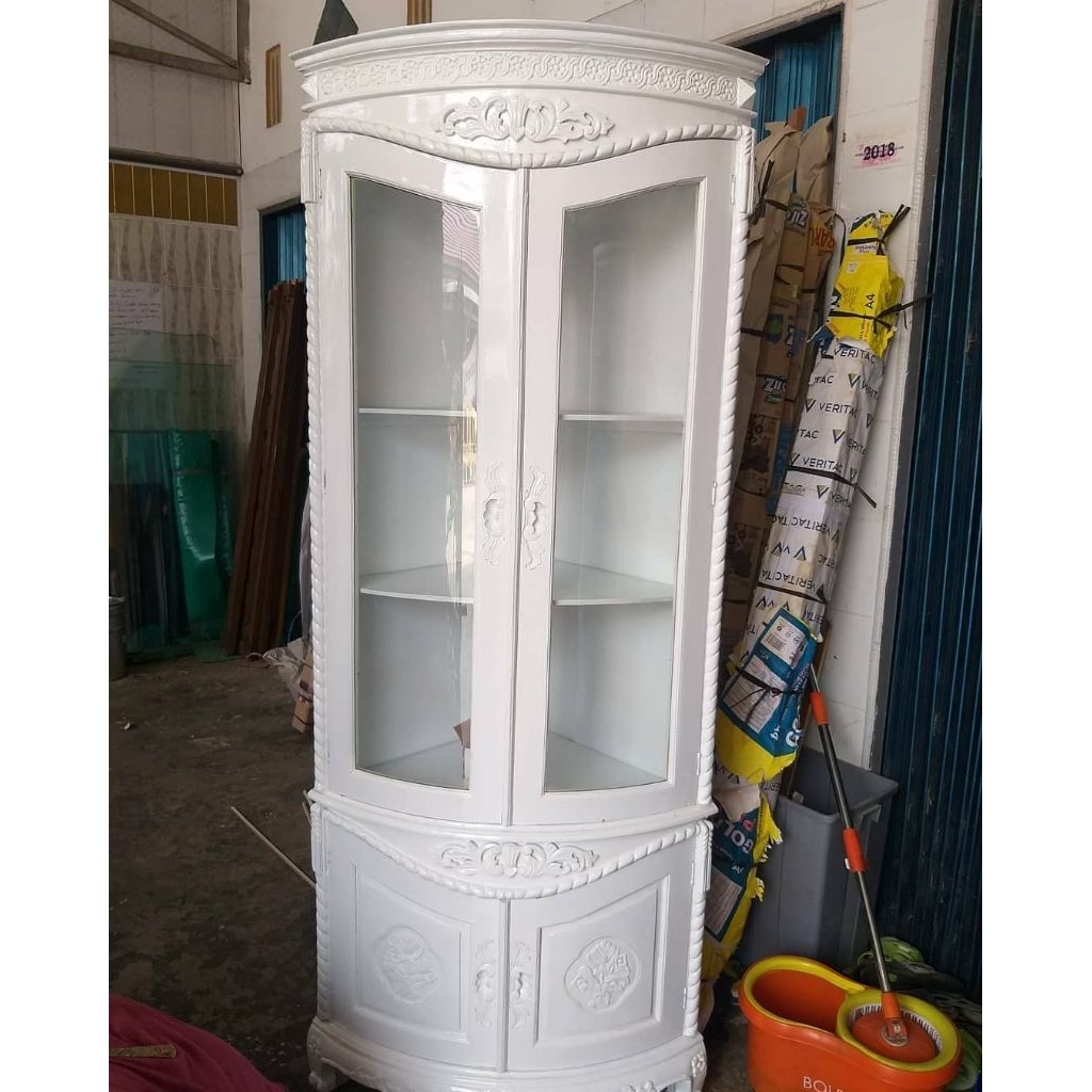 Lemari Sudut Kayu Jati / Lemari Pojok Jati Duco