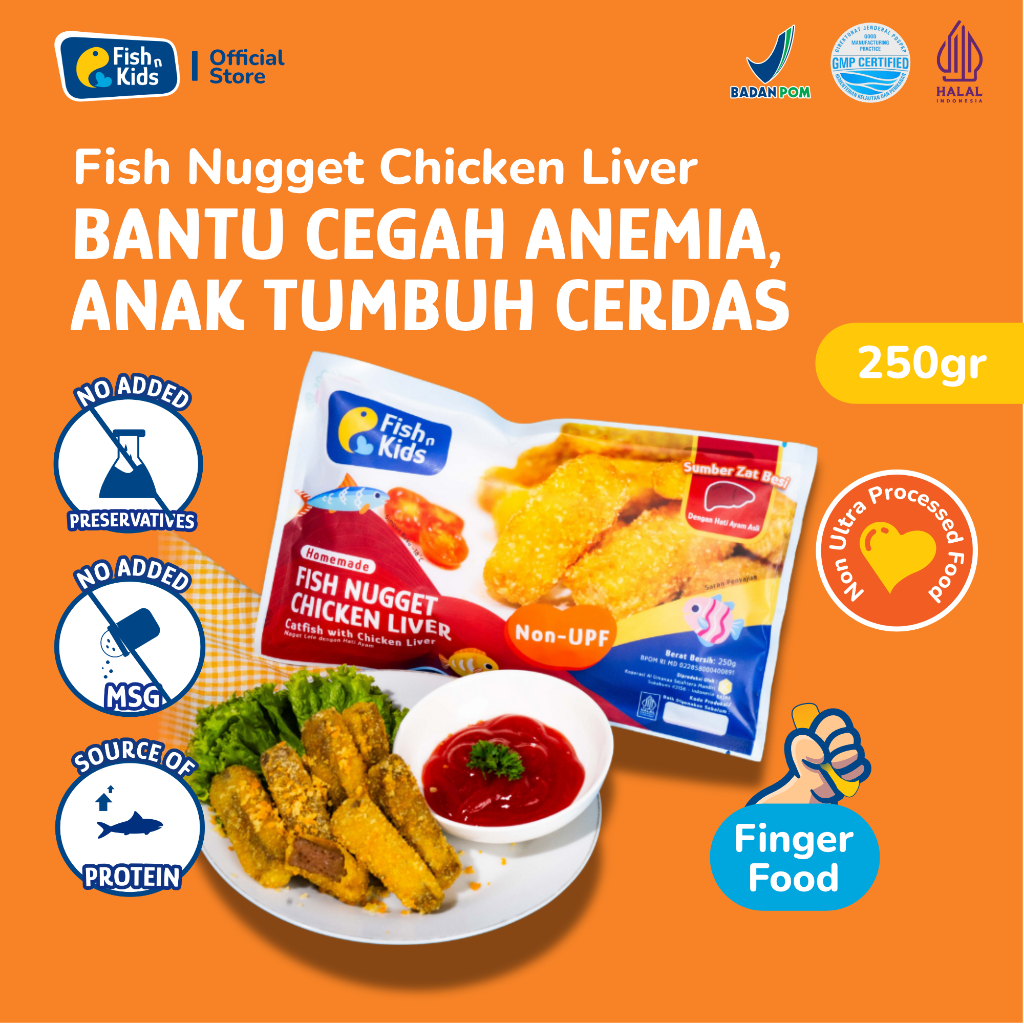 

Fish n Kids - Nugget Lele + Hati Ayam Nugget 250 gr Non MSG - Homemade Non UPF BPOM HALAL