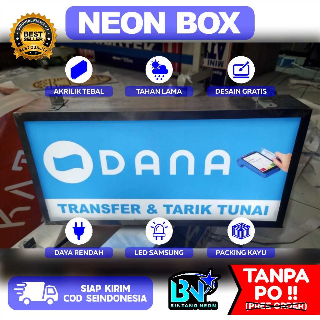 NEON BOX TERUMURAH (AGEN KONTER DANA) MURAH BERKUALITAS BERBAHAN AKRILIK