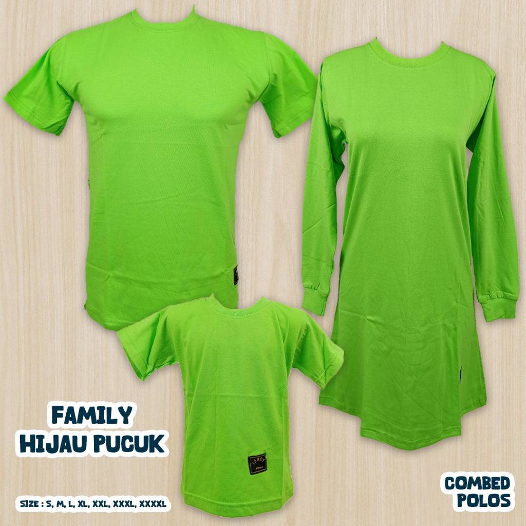 QH Kaos Polos Oblong Cewek Tunik Muslimah/Seragam Senam/Baju Olahraga/Outbond Hijau Pupus