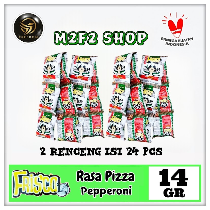 

Frisco Snack Pizza Pepperoni Flavour | Makanan Ringan Ekstrudat Sachet - 14 gr (Kemasan 2 Renceng)