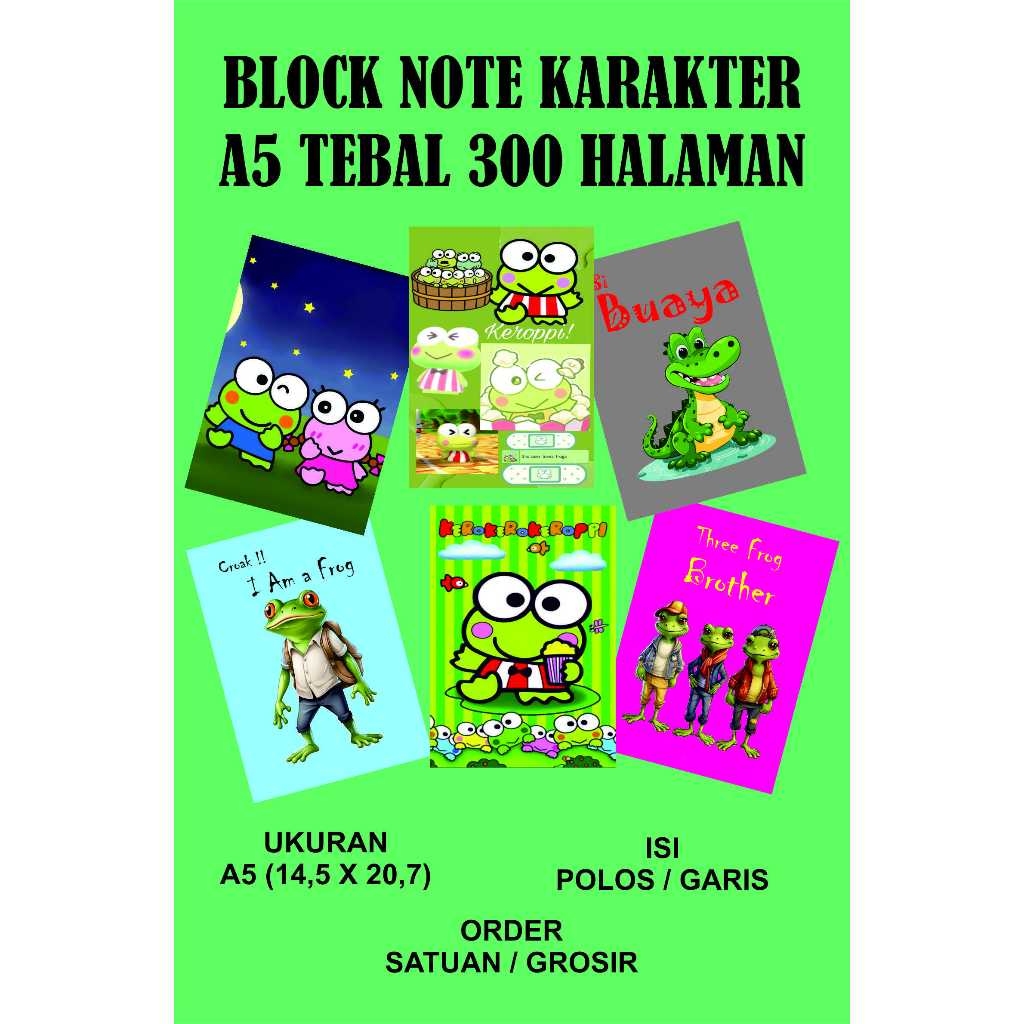 

Block Note Karakter A5 Tebal 150 lembar / 300 halaman